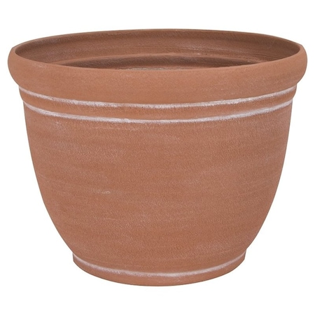 Landscapers Select Planter, 13 in Dia, 9-3/4 in H, Round, Resin, Terra Cotta, Terra Cotta PT-S058