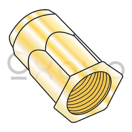 Oxoxo M6X1.0X3.00 Metric Thin Head Hex Body Rivet Nut Steel Zinc Yellow Dichromate, 2000PK 540519