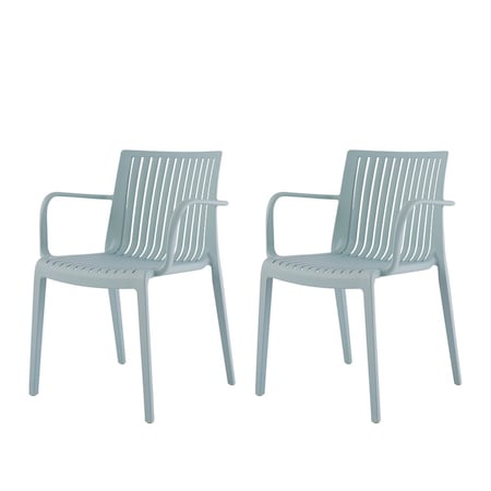 Lagoon Milos Resin Stackable Armchair with Slatted Back, 2PK 7203B9-ASLGS