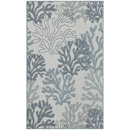 Homeroots 3' X 5' Navy Blue Ivory And Blue Nautical Indoor Outdoor Area Rug 554912