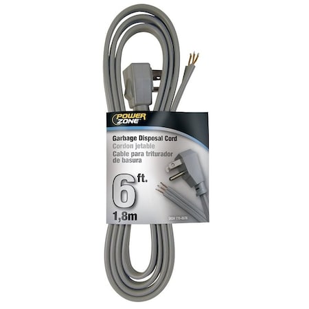 Powerzone Power Cord, 6 ft L, 13 A, 125 V, Gray OR210606