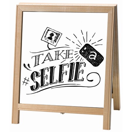 Aarco Table Top A-Frame, White Markerboard, Solid Oak Frame w/ Clear Lacquer Finish, 12''Hx14''W TA-5