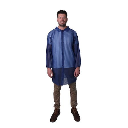 Vguard Disposable Lab Coat, Lightweight Polypropylene, Snap Closure Closure, Blue, 5XL, 30 PK B1AS28