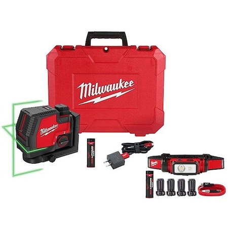Milwaukee Tool USB Laser + Hard Hat Headlamp 3521-21, 2163-21