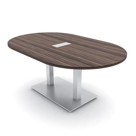 Skutchi Designs Racetrack Conference Table With Power, 48 in W, 72 in L, Brown HAR-RAC-48X72-DOU-H3041-ESIL