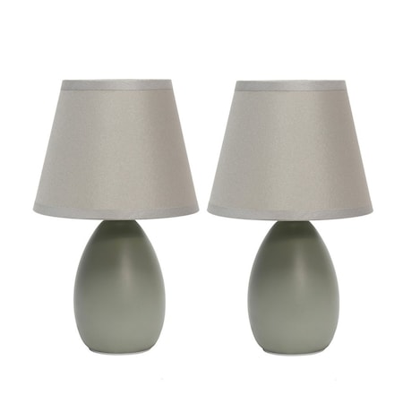 Homeroots Set of Two 9" Gray Ceramic Round Table Lamp With Gray Drum Shade 642884