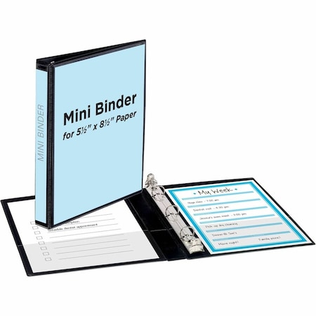 Avery reg Mini Durable View 3 Ring Binder, 05 Round Rings, Black, Black AVE27725