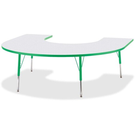 Jonti-Craft Berries Horseshoe Activity Table, 66 in. x 60 in., A-height, Freckled Gray/Green/Gray 6445JCA119