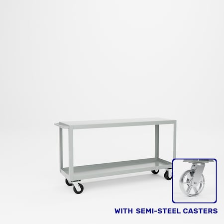 Pucel Heavy Duty Shop Truck, 60 in W x 18 in D x 33.5 in H, Two Shelves, Push Handle, Gray 1860-DT-2S