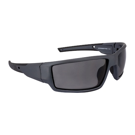 Crossfire Safety Glasses, Smoke Lens, Aluminum Gray Frame, Full-Frame, 1 PR 41291