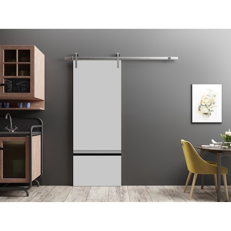 Sartodoors Sliding Barn Door with 6.6ft Hardware, Planum 0012 Matte Grey and Aluminum Strips, Rail Hangers Stu PLANUM0012BD-S-GRE-18