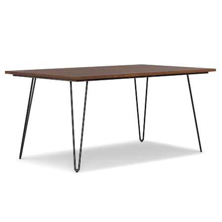 Homeroots 66" Walnut and Black Wood and Iron Dining Table 640713