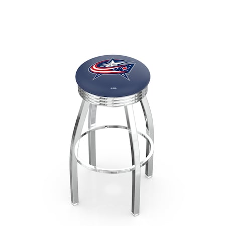 Holland Bar Stool Co 30" Chrome Columbus Blue Jackets Swivel Bar Stool, Accent Ring L8C3C30ColBlu