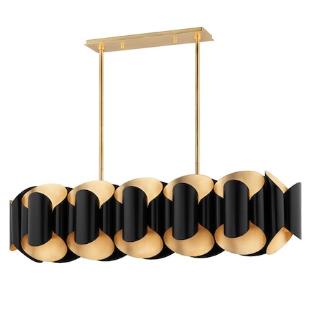 Hudson Valley Lighting Banks 12 Light Linear 12.9375 In. Gold Leaf/Black 8546-GL/BK