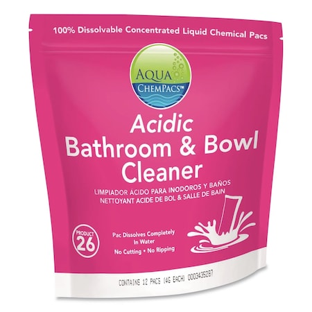 Diversey Aqua ChemPacs Acidic Bathroom and Bowl Cleaner, Lavender Scent, 4 g Packets, 12 ChemPacs, 4PK 9320870