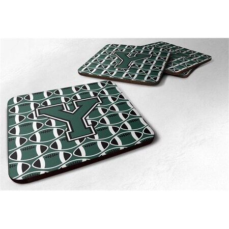 Carolines Treasures Letter Y Football Green and White Foam Coaster, Set of 4 CJ1071-YFC