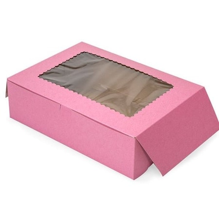 Nashville Wraps 14x10x4 Pink Window Cake Boxes, 100 Pack , 1-piece Lock Corner, 100PK BBPKW14104