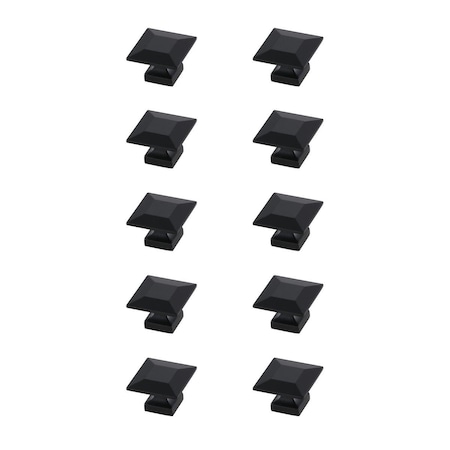 Elegant Decor 1.3 in. Cecil Multipack Square Knob, Matte Black, 10PK KB2025-MB-10PK