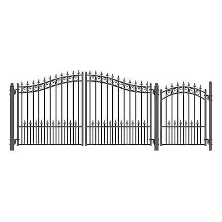 Aleko 12 ft. Prague Style Steel Swing Dual Driveway with Pedestrian Gate, Black SET12X4PRAD-UNB