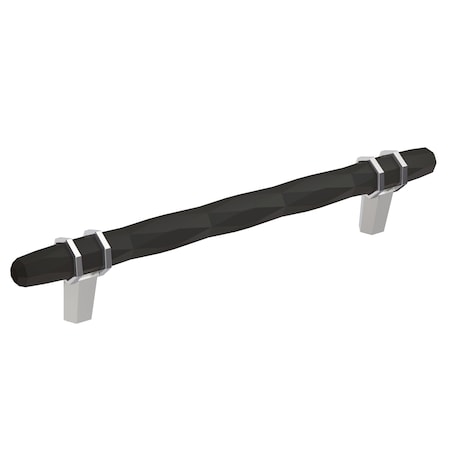 Amerock London 6-5/16 in 160 mm Center-to-Center Black Bronze/Polished Chrome Cabinet Pull BP36650BBR26
