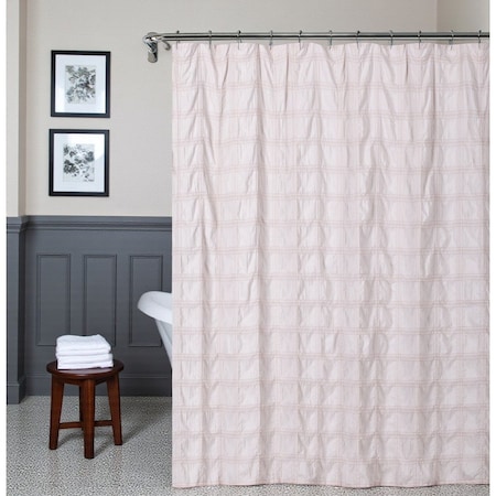 Homeroots Pale Pink Modern Striped Crinkle Shower Curtain 399716