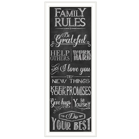 Homeroots Family Rules 2 White Framed Print Wall Art 406624