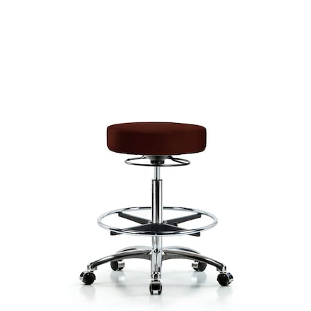 Blue Ridge Ergonomics Bench Stool, Hi, Chrm, Vin, CF, Castrs, Burg BR-VHBSO-CR-CF-CC-8569