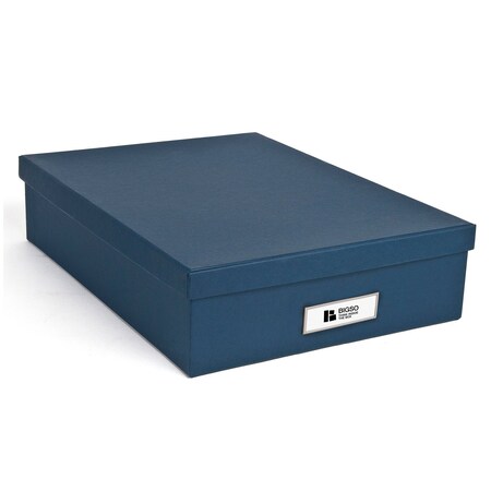 Bigso Oskar Fiberboard Label Frame Document Letter Box, 3.3 x 10.2 x 13.8 in, Dark Blue, 5PK 945156941