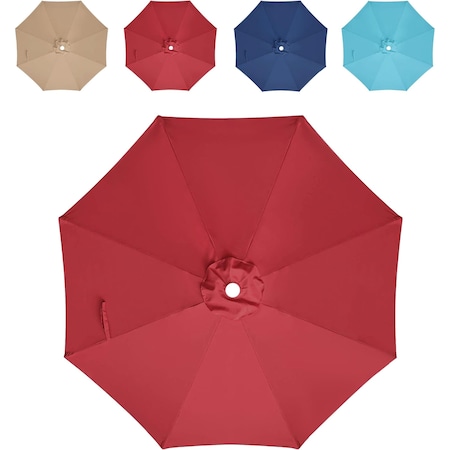 Simple Deluxe 9' Patio Umbrella Replacement Canopy Outdoor Table Market Yard Umbrella Replacement Top Cover with LGBRLACANOPY9RED