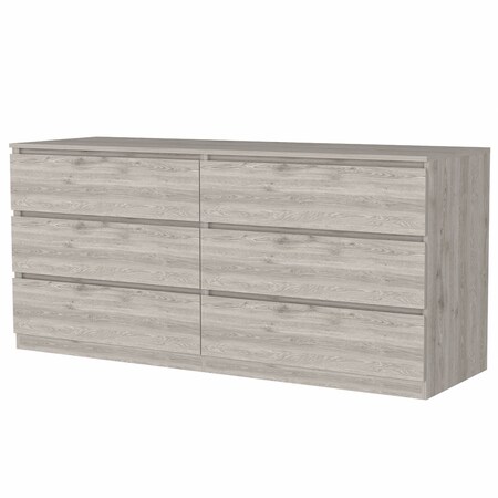 Homeroots 60" Light Gray Four Drawer Double Dresser 478264