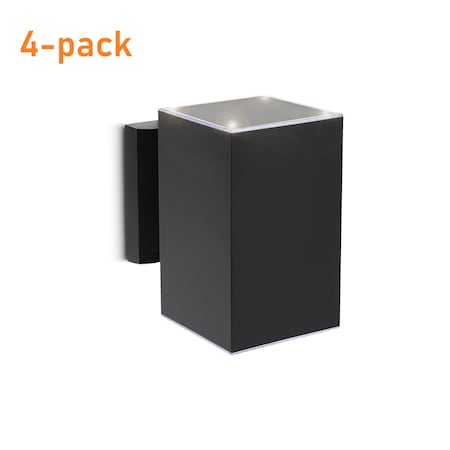 Techko Outdoor Solar Wall Light Square Aluminum Metal Black Sconce , 4PK STL-312-1 (4-pack)