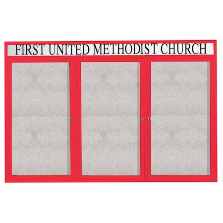 Aarco Outdoor Enclosed Bulletin Board w/ Al Frame Header, Powder Coated Red, Neutral 48''Hx72''W ODCC4872-3RHR