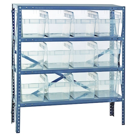 Quantum Storage Systems 4 SHELF OPEN UNIT W/12 BINS CLEAR 1239-SB807CL