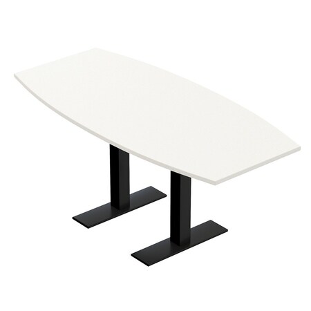 Skutchi Designs 6 Person Conference Table With Power Unit | 6' Boat Table | Harmony Series HAR-BOT-36X72-T.BK-W960-NA