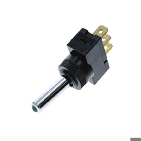 Switch Components Wedge Toggle, 3P SPST OFF-ON, Green LED TE4-1A-DC-1-GL