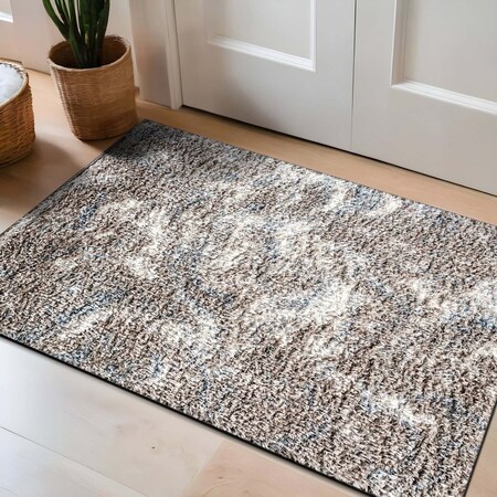 World Rug Gallery Abstract Marble Shag Area Rug 2 ft x 3 ft Blue WR125BLUE2X3