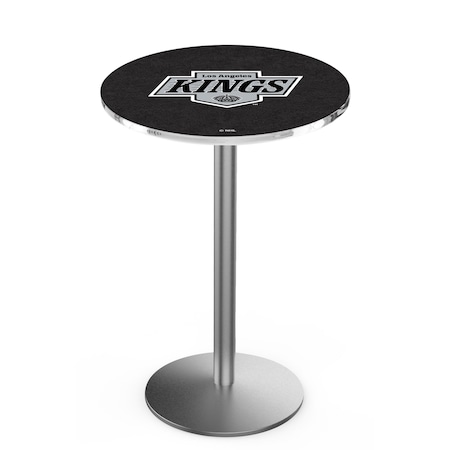 Holland Bar Stool Co 42" Stainless Steel Los Angeles Kings Pub Table, 36" dia. Top L214S4236LAKing