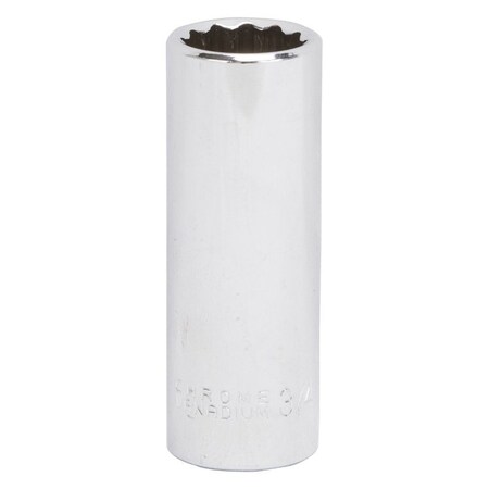 Vulcan Drive Socket, 3/4 in Socket, 1/2 in Drive, 12-Point, Chrome Vanadium Steel, Chrome, MT6528525 MT6528525