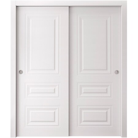 Sartodoors Sliding Closet Bypass Doors 48 x 96 inches, BASIC 9233 White, Rails Hardware Set, Wood Solid Bedr BASIC9233DBD-SKIN-4896