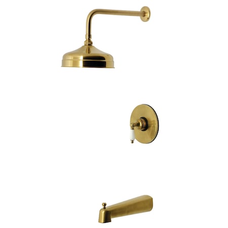 Kingston Brass Single-Handle Pressure Balanced Tub and Shower Faucet, Brushed Brass KB6337PL