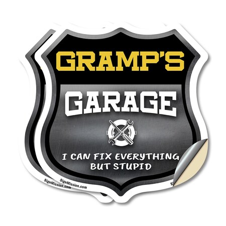 Signmission Gramp's Garage I Can Fix Everything But Stupid, 6 inch X 6 inch, Vinyl Decal, 2PK SHI-D-2PACK-6-490-GRAMP