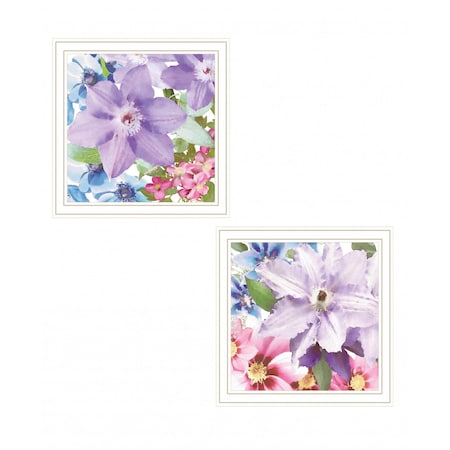 Homeroots Set Of Two Clematis 1 White Framed Print Wall Art, 2PK 408167