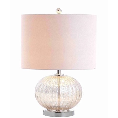 Jonathan Y Judith 21" Mercury Glass LED Table Lamp, Silver/Ivory JYL4015A