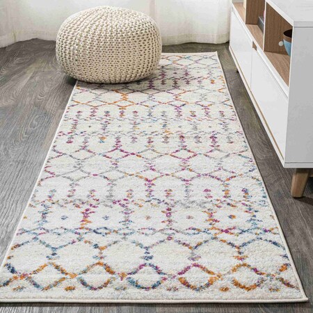 Jonathan Y Moroccan HYPE Boho Vintage Diamond Ivory/Multi 2 ft. x 8 ft. Runner Rug MOH101E-28
