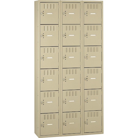 Tennsco Box Locker, 36 in W, 18 in D, 72 in H, (3) Wide, (6) Tier, Sand BS6-121812-CSD