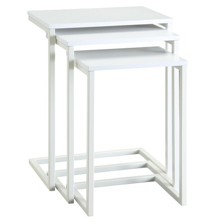 Homeroots Set of Three 24" White Solid Wood And Steel Nested End Tables, 3PK 493259