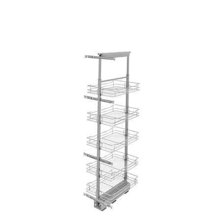 Rev-A-Shelf Steel, Chrome, 14.25 in W, 58.25 in H, 21.69 in D 5758-14-CR-1