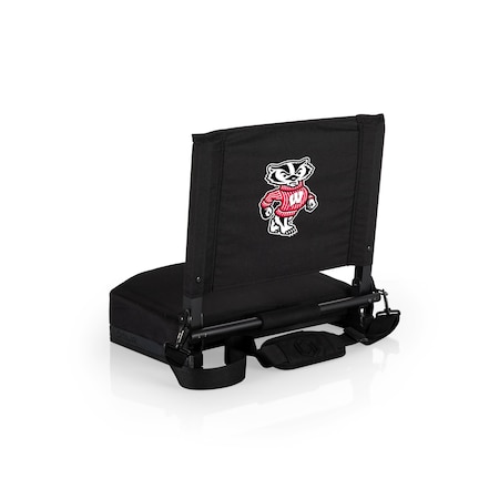 Picnic Time Family Of Brands NCAA Wisconsin Badgers Gridiron Stadium Seat - Lightweight, Black 627-01-179-644-0