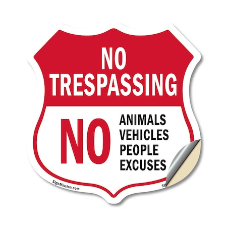 Signmission No Trespassing Shield Sign No Animals Ve, 12 Inch X 12 Inch, Vinyl Decal SHI-D-12-413