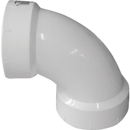 Canplas Sanitary Pipe Elbow, 1-1/2 in, Hub, 90 deg Angle, PVC, White 192251L
